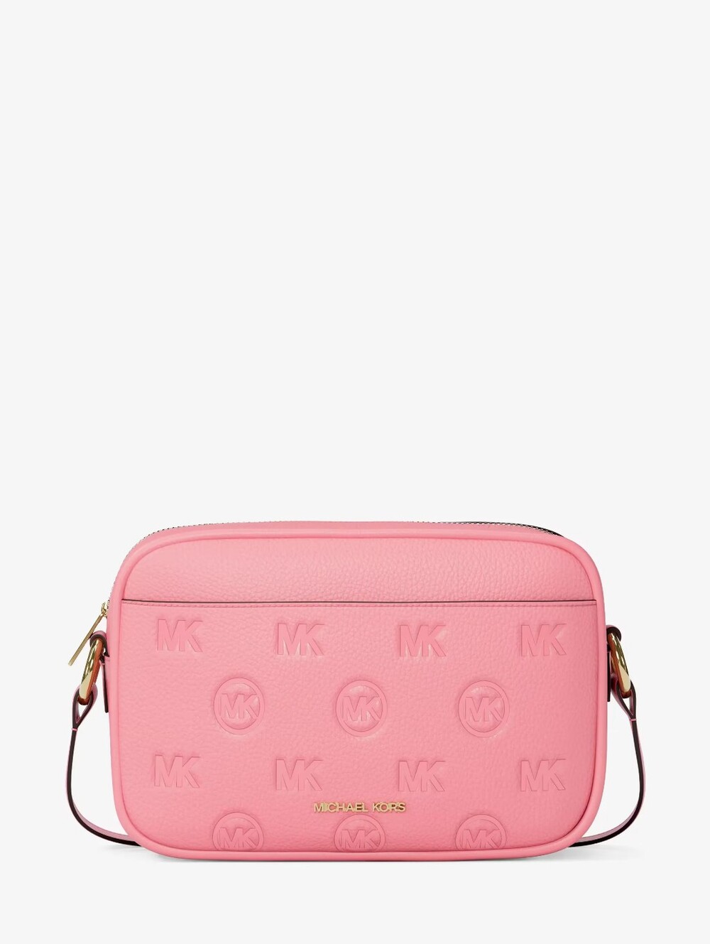 Michael Kors Pink Embossed Large  Leather Camera Crossbody Comes Gift Wrap